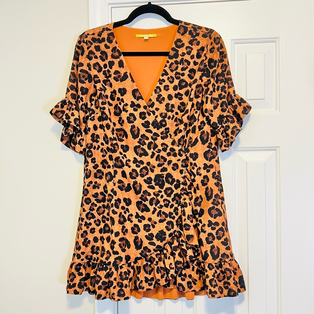 Gianni Bini Leopard V-Neck Tunic/Dress Small Wrap dress
